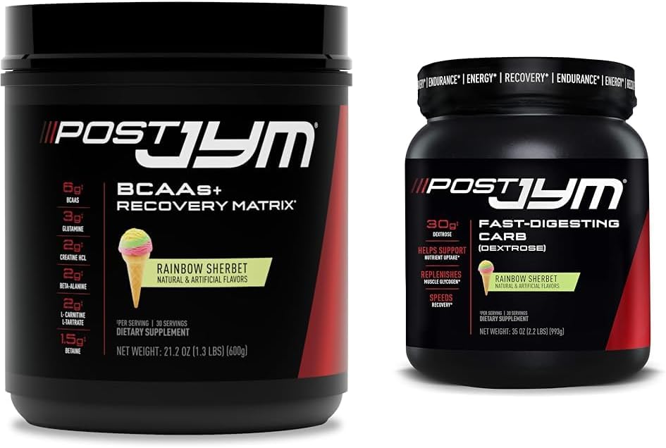 Post JYM Active Matrix Post-Workout BCAA, glutamín, Creatin HCL & More Rainbow Sherbet + Fast-Digesting Dextrose Carbs, 30 Servings