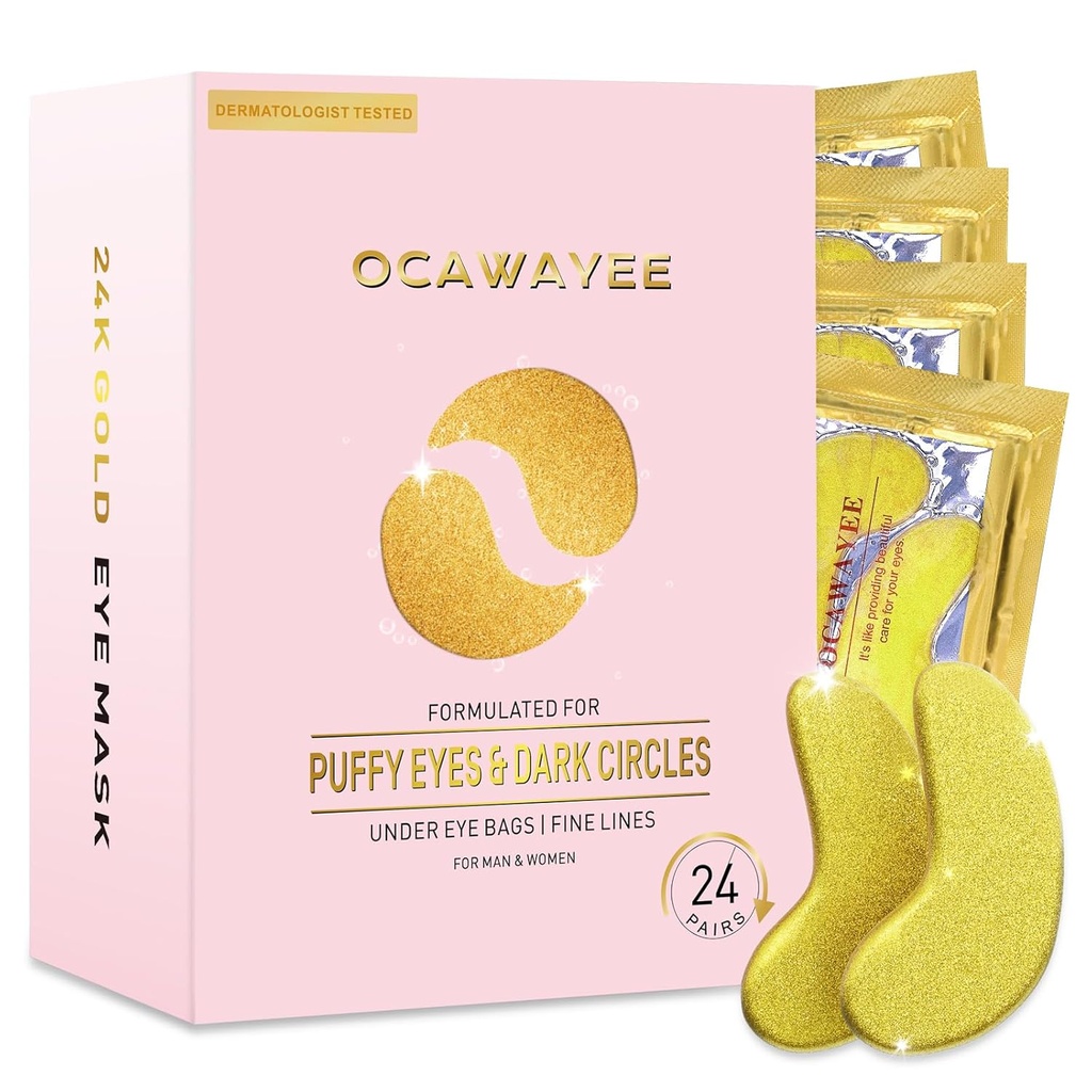Pod očné záplaty pre ženy - pod očné masky s bohatou kolagénom pre krásu a osobnú starostlivosť - hladká jemné linky a vrásky/Delays Aging/Reduces Dark Circles & Eye Bags & Puffy Eyes (24 párov)