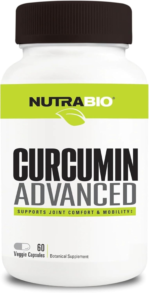 NutraBio Curcumin Advanced Digestion & Joint Support Complex, 60 Rastlinné kapsule