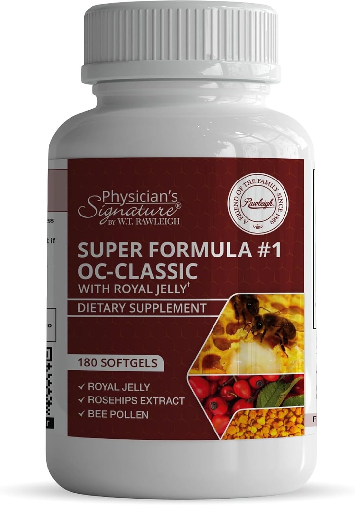 Rawleigh Super Formula č.1 OC-Classic: 180 Softgels s Royal Jelly & Bee Pollen v kombinácii s Rosehips, Alpha lipoic Acid, & Vitamín B12, Non-GMO doplnok pre zdravie srdca a imunitnú podporu