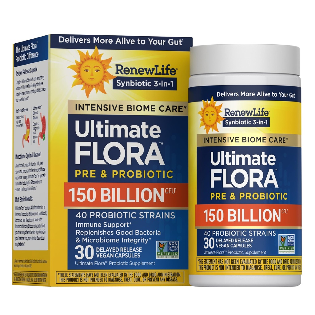 Obnoviť život Ultimate Flora dospelý Ultimate Care Probiotic, 150 miliárd, 30 Caps (Backage May Vary)