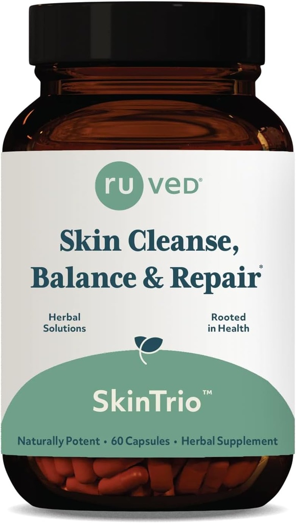 ruved SkinTrio - Neem Supplement with Organic Neem Extract & Amla, Skin & Microbiome Suplement - 60 Vegetariánske kapsule (1 gróf)