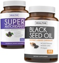 Antioxidanty a čierny olej zo semien (1-Mesačné zásobovanie) Super Antioxidant Supplement with Acai Berry, Goji Berry, Pomegranate & Trans Resveratrol (120 kapsúl) a Black Seed Oil (non-GMO & Vegan) 60 Kapsule