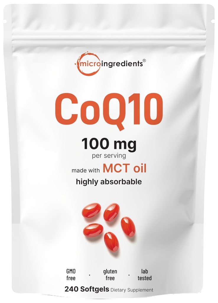 Micro Ingrediencie CoQ10 100 mg Per Serving, 240 Softgels 