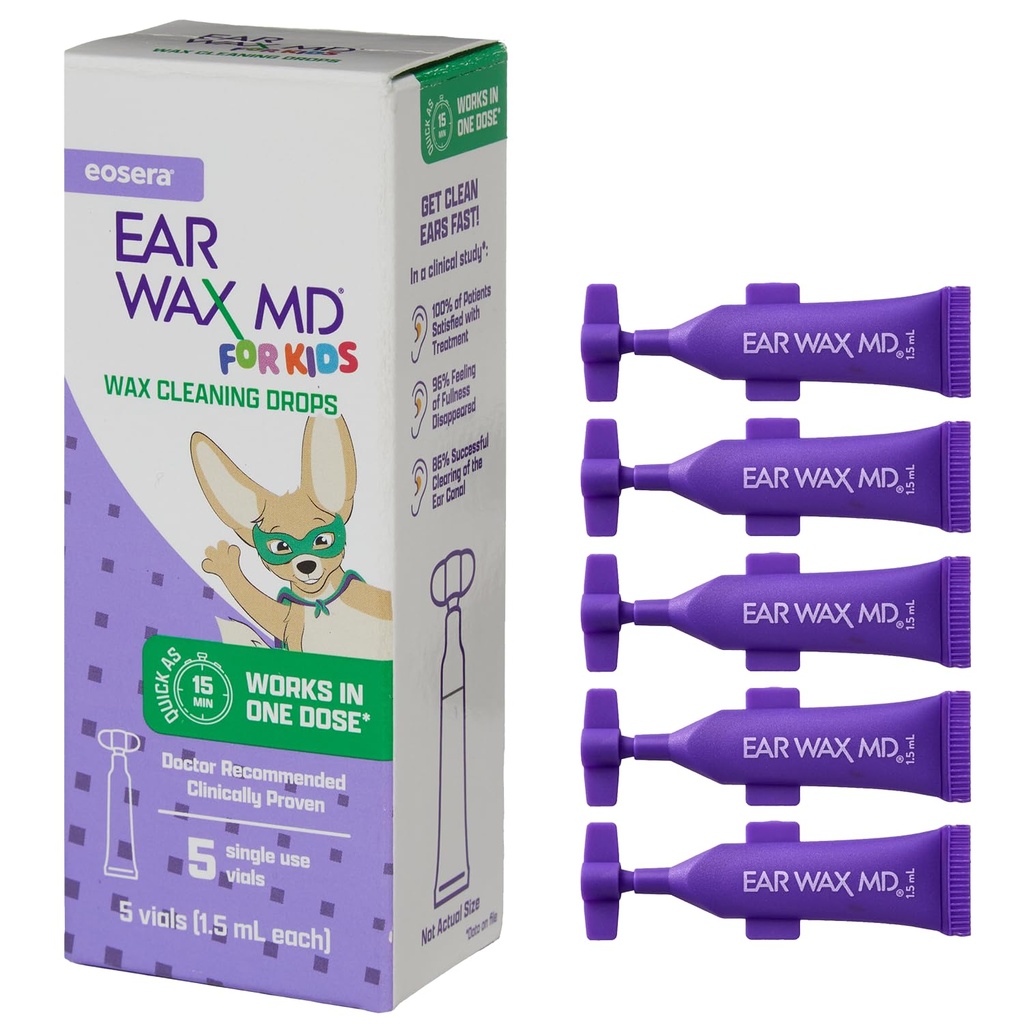 Eosera® Ear Wax MD® pre deti - Ušné kvapky na čistenie uší, 5pk Injekčné liekovky 