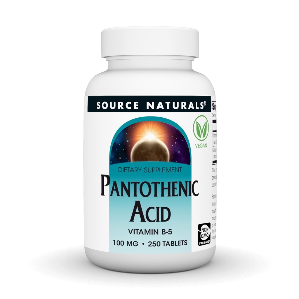 Zdroj Naturals Kyselina pantoténová 100 mg vitamín B-5 Diétne doplnky - 250 tabliet