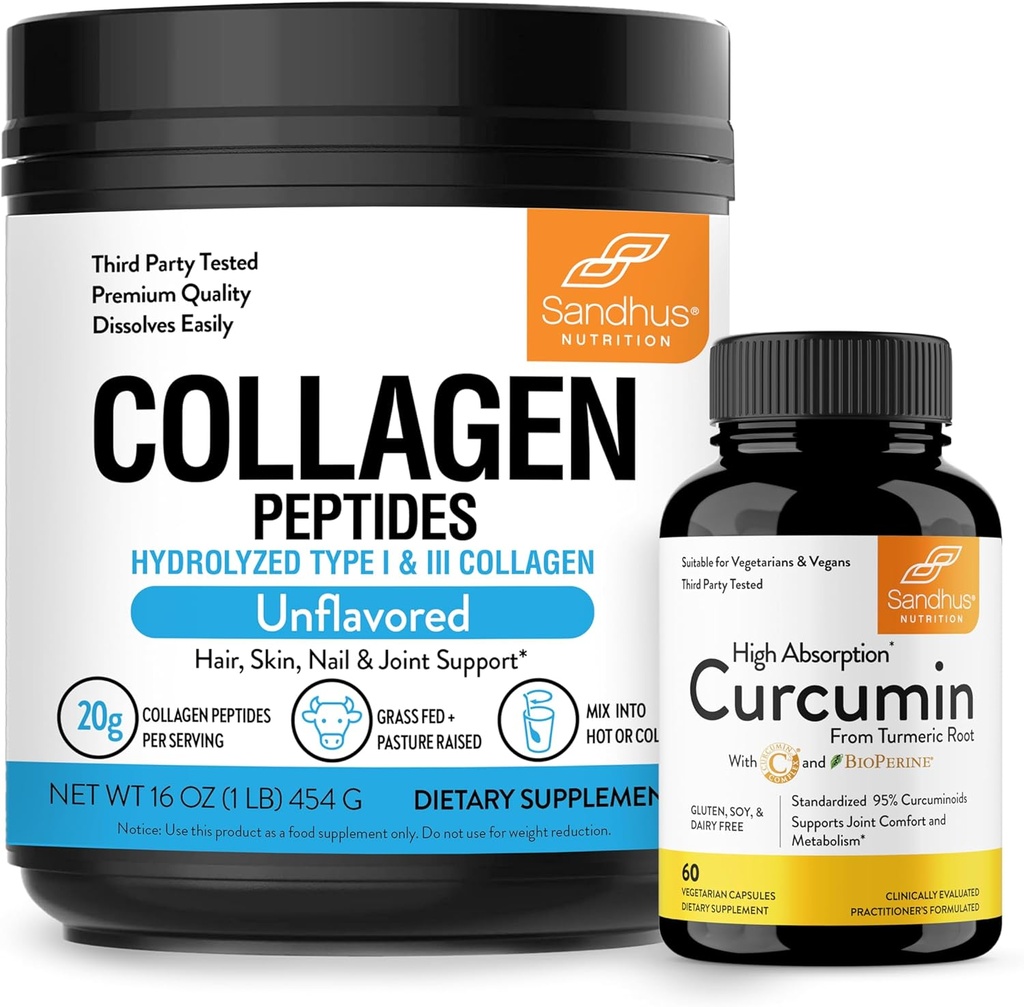 Sandhu's Collagen Peptides Powder & Curcumin with Bioperine