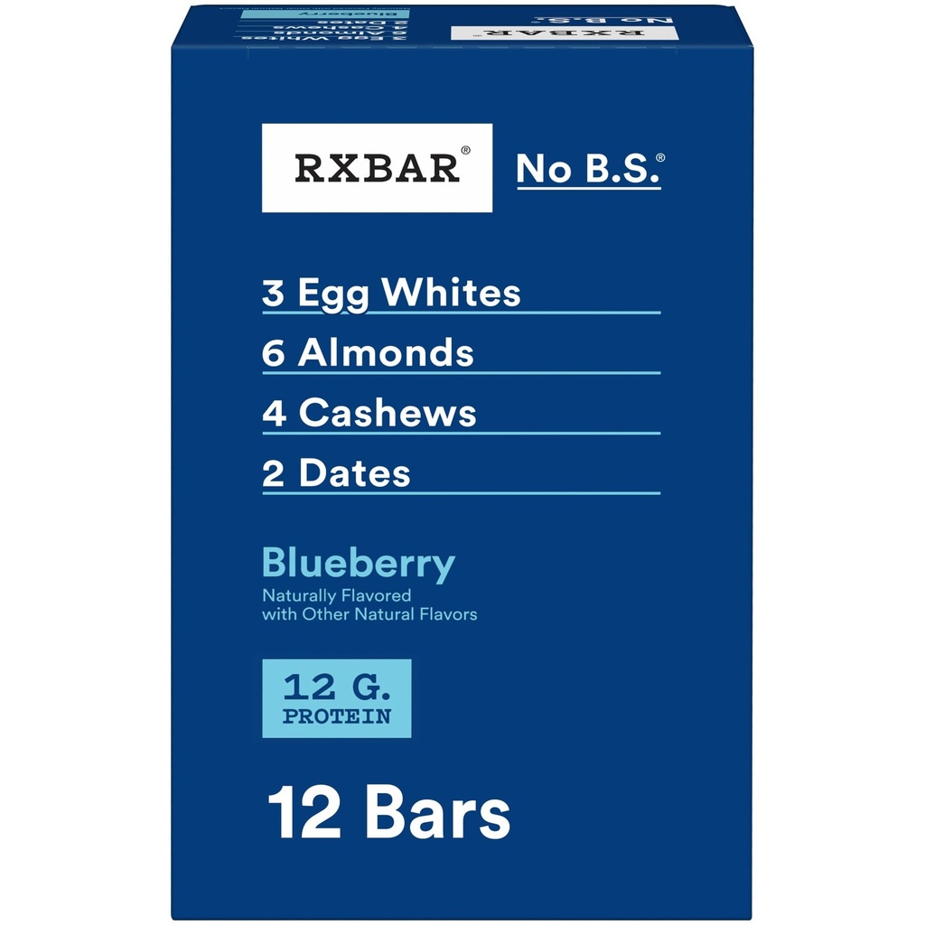 RXBAR Proteínové tyčinky, Protein Snack, Snack Bars, Blueberry, 22oz Box (12 Počet)
