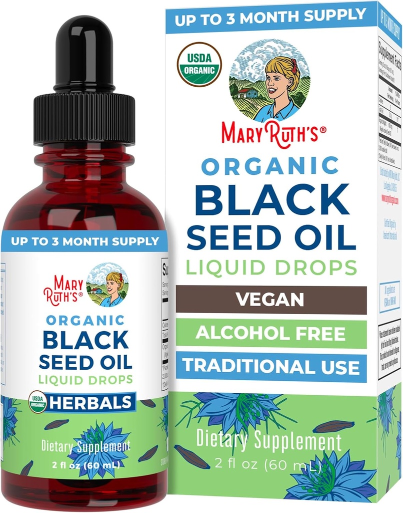 MaryRuth Organics Black Seed Oil Liquid Drops Cold Pressed 3 Memory Supply 