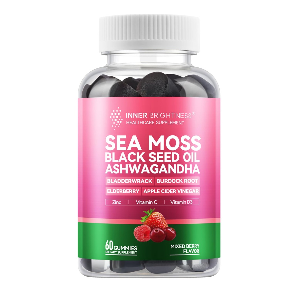 Morské machy 4000mg Gummies with Ashwagandha, Elderberry, Apple Cider Ocogar, Bladderwrack, Burdock Root 