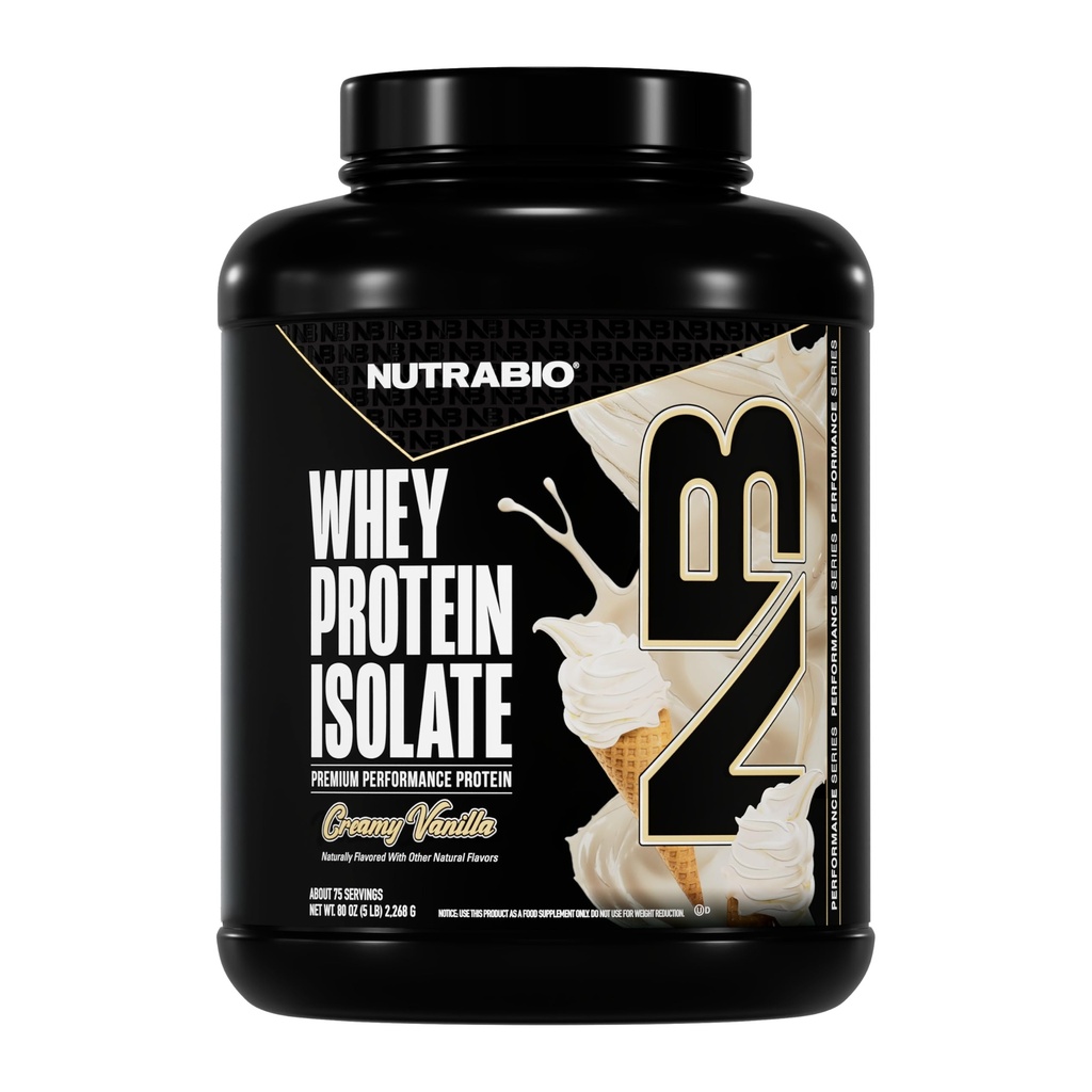 NutraBio 100% srvátkový proteín Izolačný proteín prášok, 25g proteín s kompletným Aminokyselinovým profilom, non-GMO, Soy & Gluten Free, Low Carb, Low Calorie Swhey Protein Powder, Alpine Vanilla, 5 Lbs