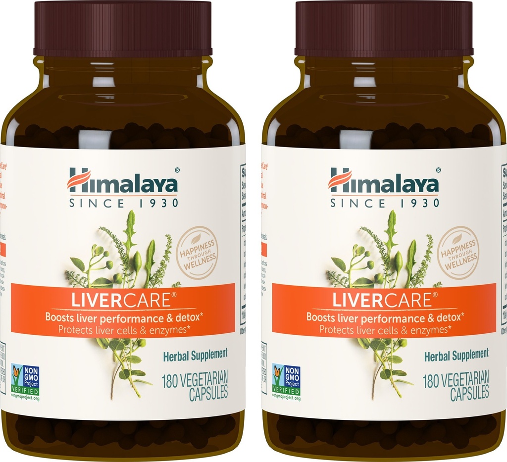 Himalája LiverCare, 180 Day Supply - Herbal Pečeň Podpora pre odstránenie odpadu, Pečeň Čistenie, Detox, and Bile Production - Vegan, Non-GMO, Gluten Free, 375 mg, 90 Kapsule (Pack of 2)