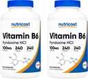 Nutricost Vitamín B6 (Pyridoxín HCl) 100 mg, 240 kapsúl (2 fľaše)