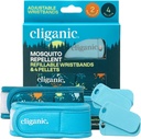 Cliganic Mosquito Repelent Pack (2 pruhy + 4 znovu naplniť Pelety) - Nastaviteľné, Natural DEET-free, Essential Oil Infundovaný