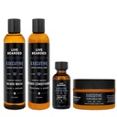Live Bearded Kompletné grooming Kit - umývanie, kondicionér, maslo a olej - Vyrobené v USA s All-Natural Ingredients - Muži ženích Set 