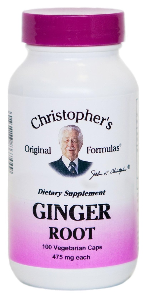 Christopher's Original Formules Ginger Capsules, Natural Ginger Root Digestive Support, 100 Veg Caps
