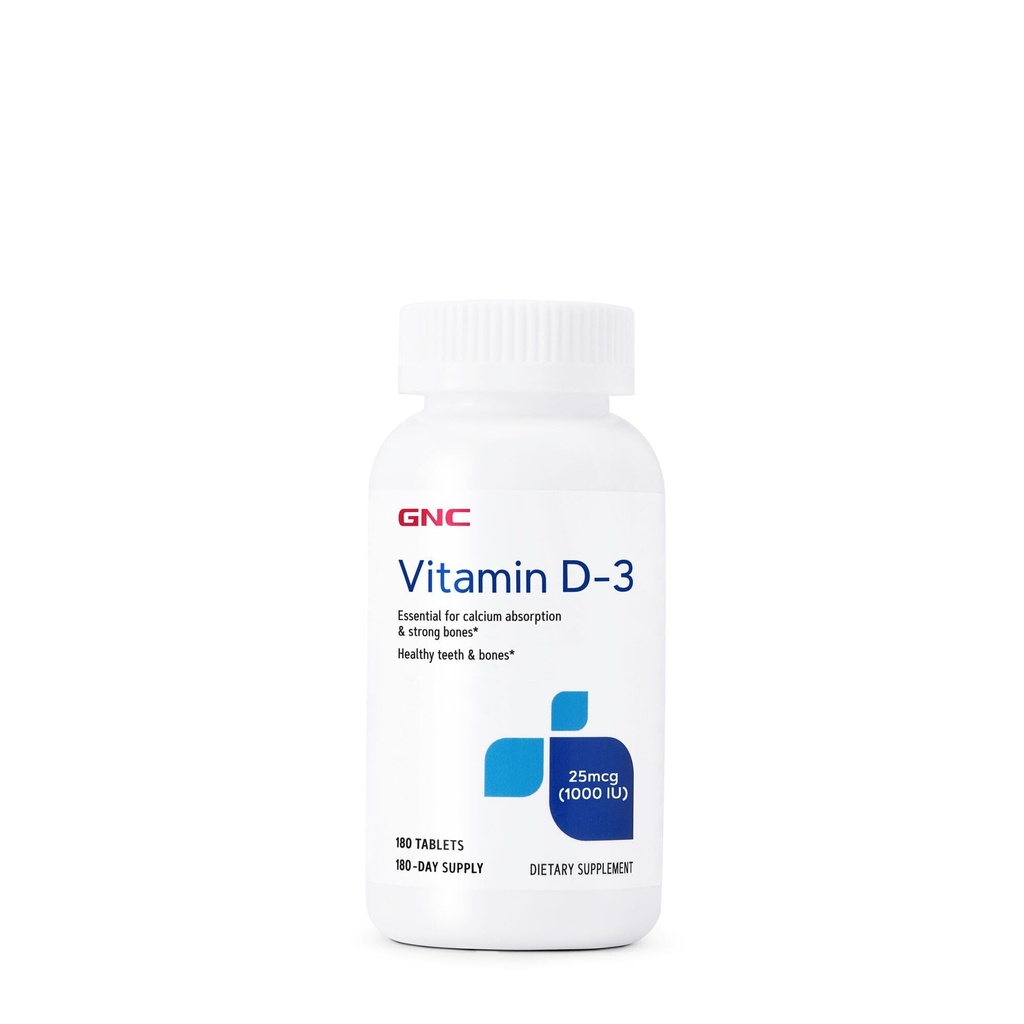 GNC Vitamín D-3 25 μg, podporuje zdravé zuby a kosti, 180 tabliet