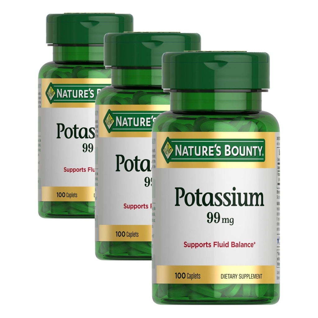 Nature's Bounty Draslík Glukonát 99 mg, 100 Caplets (Pack of 3)