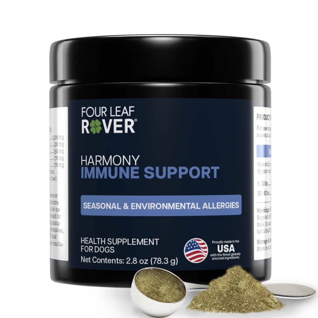 Harmony - Skin & Coat Supplement s Quercetin pre psy - Vyvážená podpora histamín pre sezónne a environmentálne alergie - Veterinarian Formulated