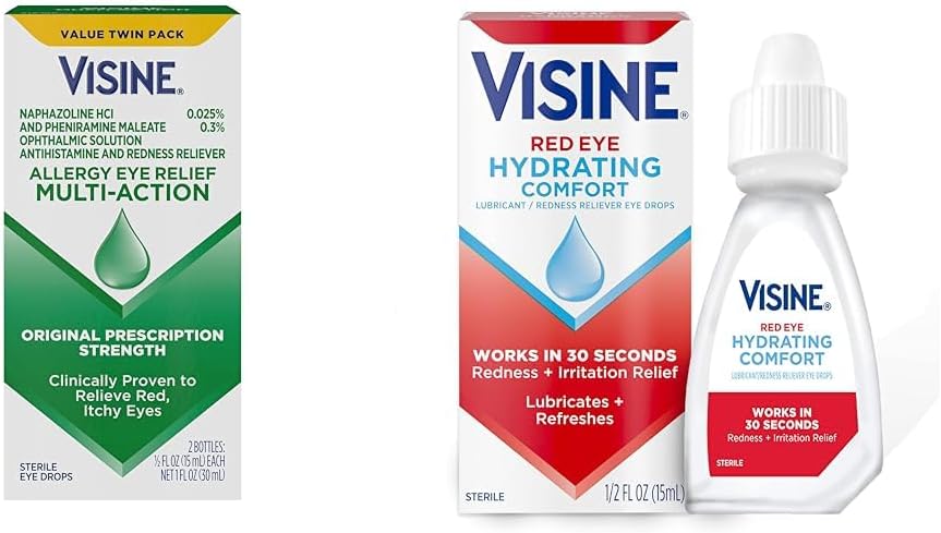 Visine Alergia Očná úľava kvapky Red Eye Hydrating Comfort Drops, 0.5 fl. oz (Pack of 2)