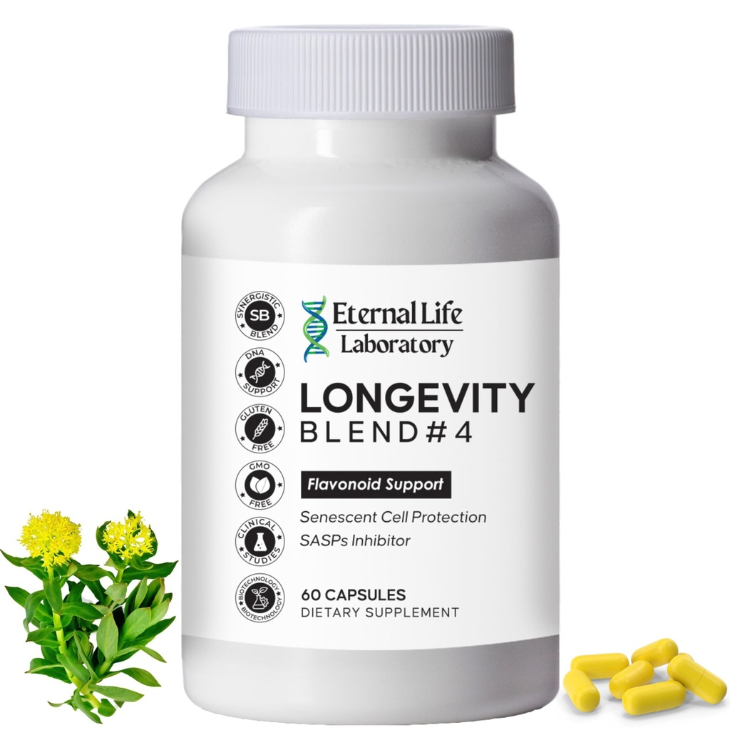 Quercitin, Rhodiola Rosea, Luteolin and Rutin Longevity Blend #4 Anti-Aging Supplement for Cellular Defense with Immunity and Energy Support, Antioxidants
