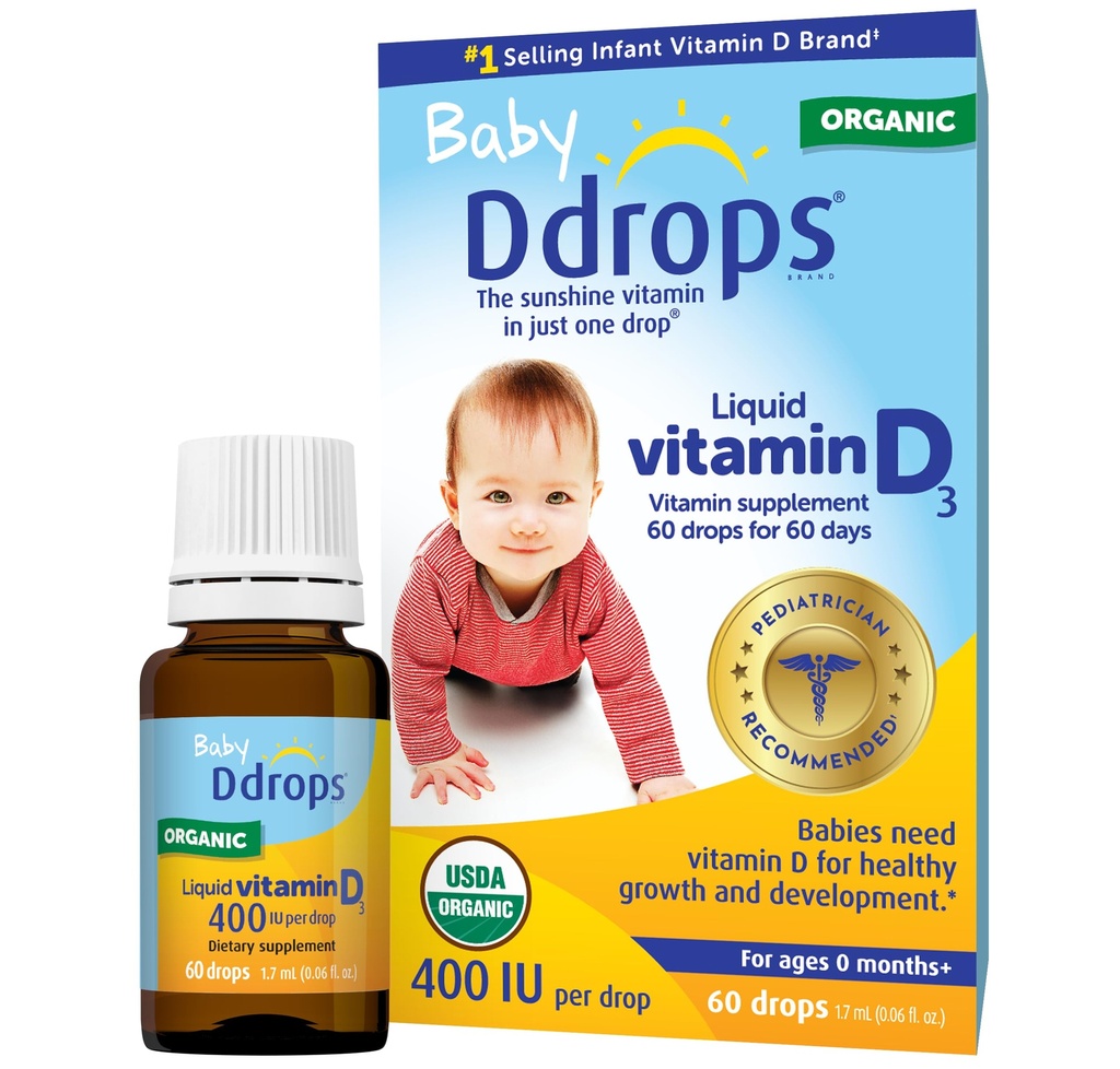 Drops Baby 400 IU, Vitamín D, 60 kvapky 1,7 ml (0,06 Fl. Oz (Pack of 1))