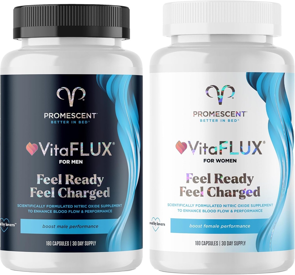 VitaFLUX Triple Power Nitric Oxide Doplnok pre mužskú výkonnosť + VitaFLUX Ženské Posilňovač oxidu dusnatého, zvýšenie obehu, Boost Energy & Heart Health, Výkon, Vytrvalosť, Energia