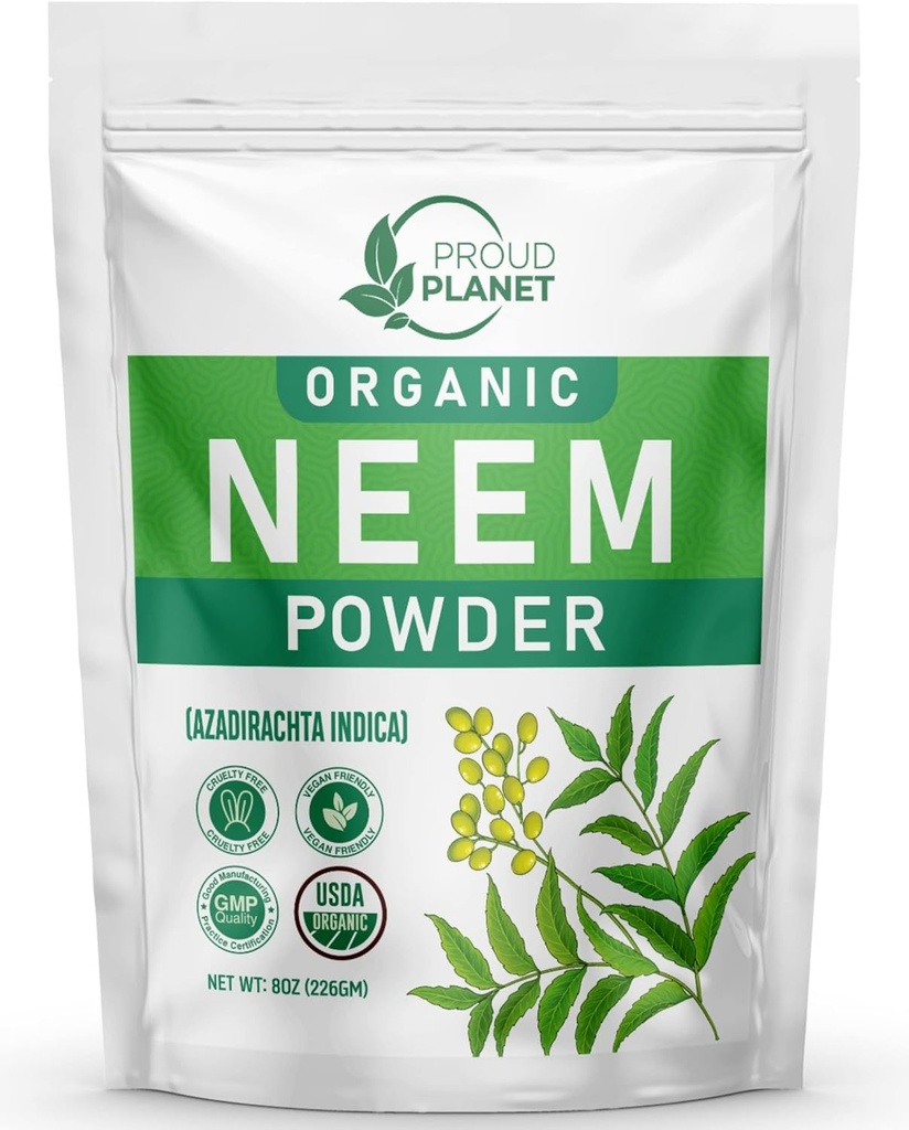Organické Neem Leaf Powder pre kožu, vlasy a krv 8oz (226g)
