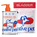 Native Pet Dog UTI Liečba cez Counter & Fish Oil pre psy na podporu svrbenie kože + Mobilita 60 Chews & 8 Oz
