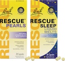 Stres & Sleep Bundle, Bach RESCUE Perly, Prírodný stres Relief [a] RESCUE Sleep Liquid Melts, Natural Sleep Aid - 2-Pk, Homeopatická kvetinová esencia