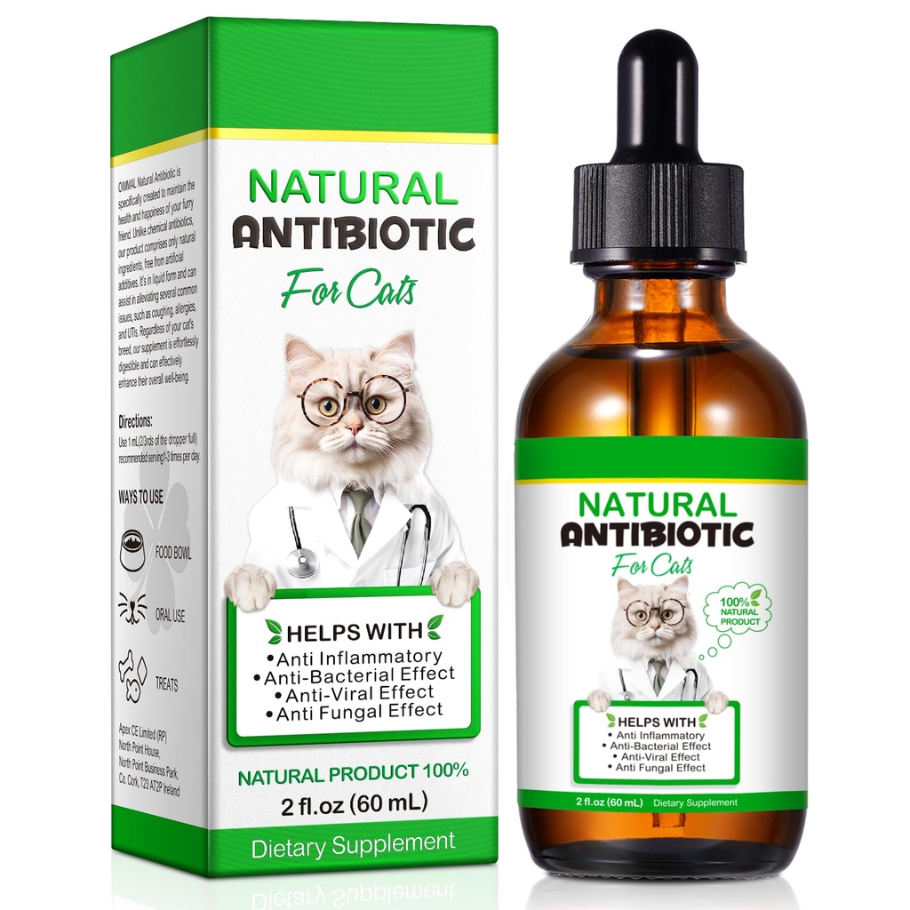 Cat Antibiotiká, Antibiotiká pre mačky, Prírodné Cat Antibiotiká Multivitamínové Bylinné doplnky 60ml