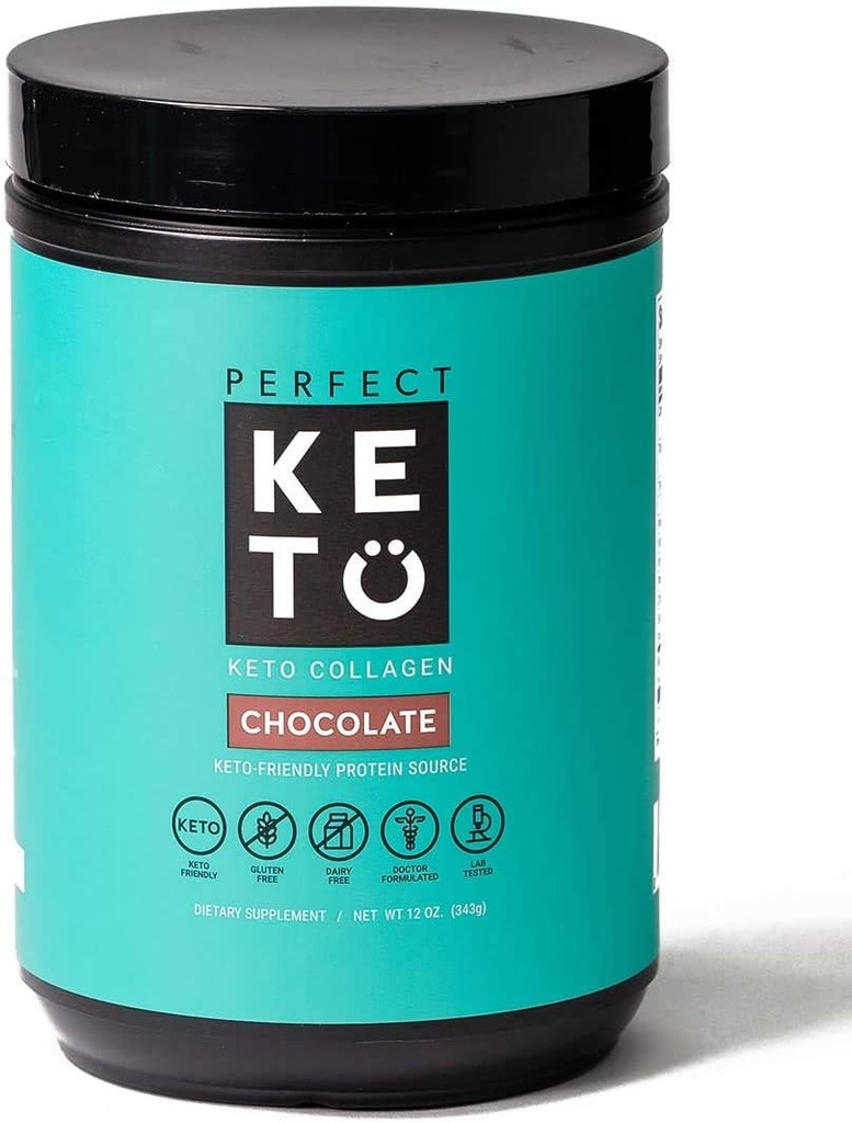 Perfect Keto Collagen Protein Powder with MCT Oil - Grassfed, GF, Multi Supplement, Najlepšie pre ketogénne diety, Použitie ako Keto Creamer, v káve a Shakes pre ženy a mužov