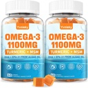 Vegan Omega 3 Supplement Gummies 1100m for Adults - DHA 680mg & EPA 340mg with Turmeric, MSM, Vitamín C, E, D3, Zinok - Alternatíva rybieho oleja Alternatíva
