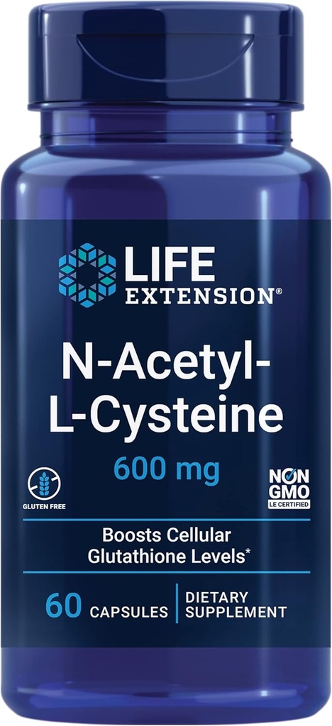 Life Extension Optimized Resveratrol Elite with 60 Vegetarian Capsules and N-Acetyl-L-Cysteine Immune & Respiratory Support with 60 Capsules