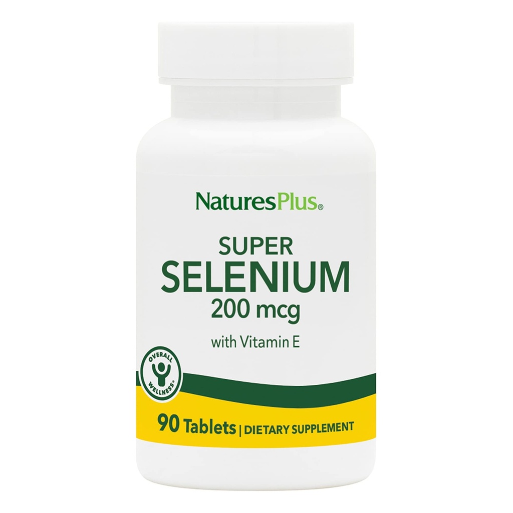 PrírodaPlus Super Selenium Complex - 200 mcg, 90 Vegetariánske tablety - Esenciálny minerálny doplnok s vitamínom E - Podporuje zdravú štítnu žľazu - Antioxidant - bez lepidla - 90 porcií