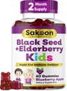 Sakoon výživa bazový a čierny olej Gumičky pre deti, Imunitná podpora, s vitamínom C a zinok, Delicious Berry Flavor, 60 Gummies