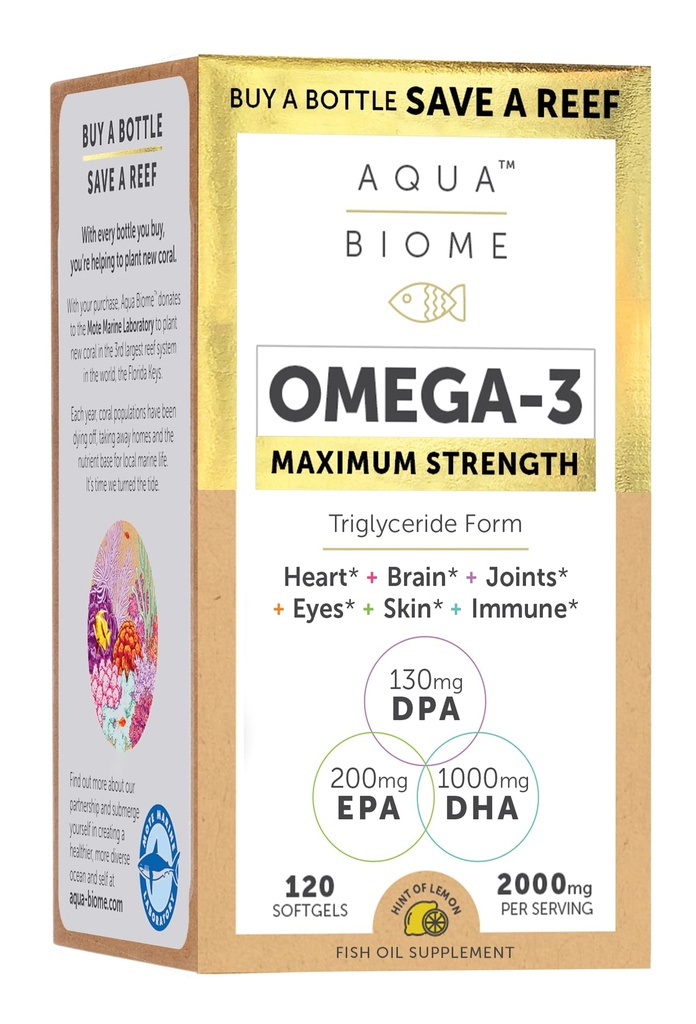 Enzymedica Aqua Biome Fish Oil, Maximálna sila, 120 Počet