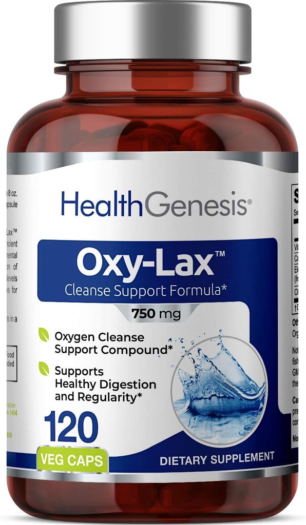 Oxy-Lax 750 mg 120 Vkaps - Prírodný oxid horečnatý Oxygen Na báze kolóny čistiť jemný laxatíva Podpora zdravé trávenie Tract Pravidelnosť