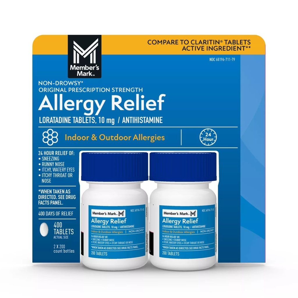 Marková alergia člena Loratadine 10 mg Antihistaminikum (Porovnaj s Claritin), Tablett, 400-Count
