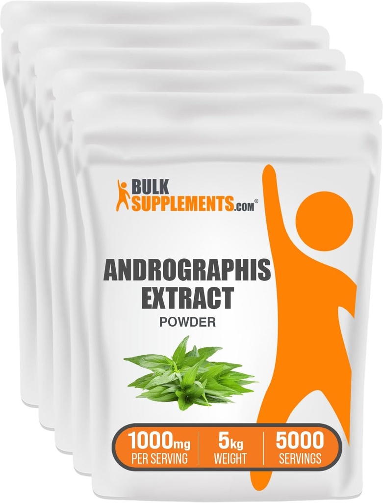 BulkSupplements.com Andrographis Extract Powder - Andrographis Paniculata, Bylinné doplnky, Andrographis Powder - Gluten Free, 1000mg per Serving, 5kg (11 lbs)