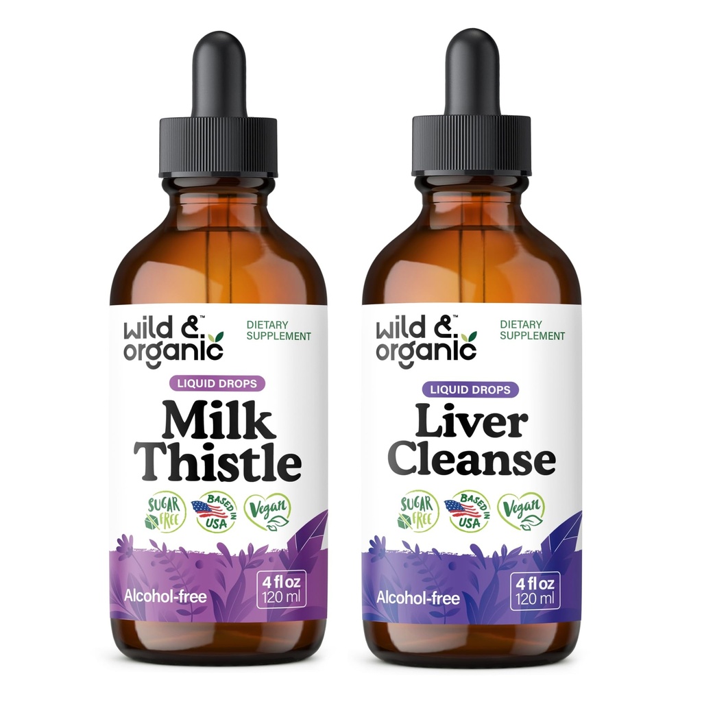 Wild & Organic Milk Thistle Tincture 4 fl oz & Pečeň Čistiť Tincture 4 fl oz
