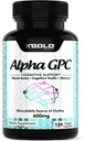 Alpha GPC Choline 600 mg, 99% Pure Nootropic Supplement, 120 Veggie Capsules, Cognitive Enhancer for Memory, Brain Health & Focus