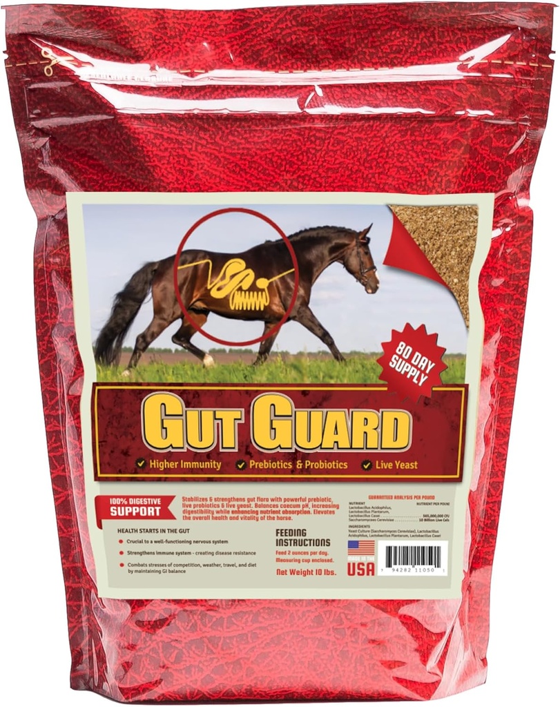 Equine Gut Guard 10 lb, probiotické a prebiotické kone doplnok pre zdravie Gut