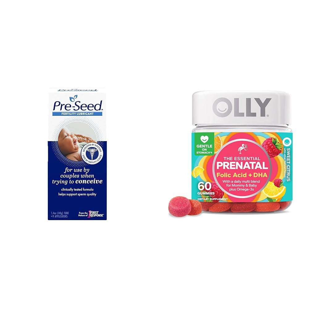 Pre-seed Fertility Lubricant a Olly Prenatálne Gummy Multivitamín s Omega 3 DHA, 60 Počet
