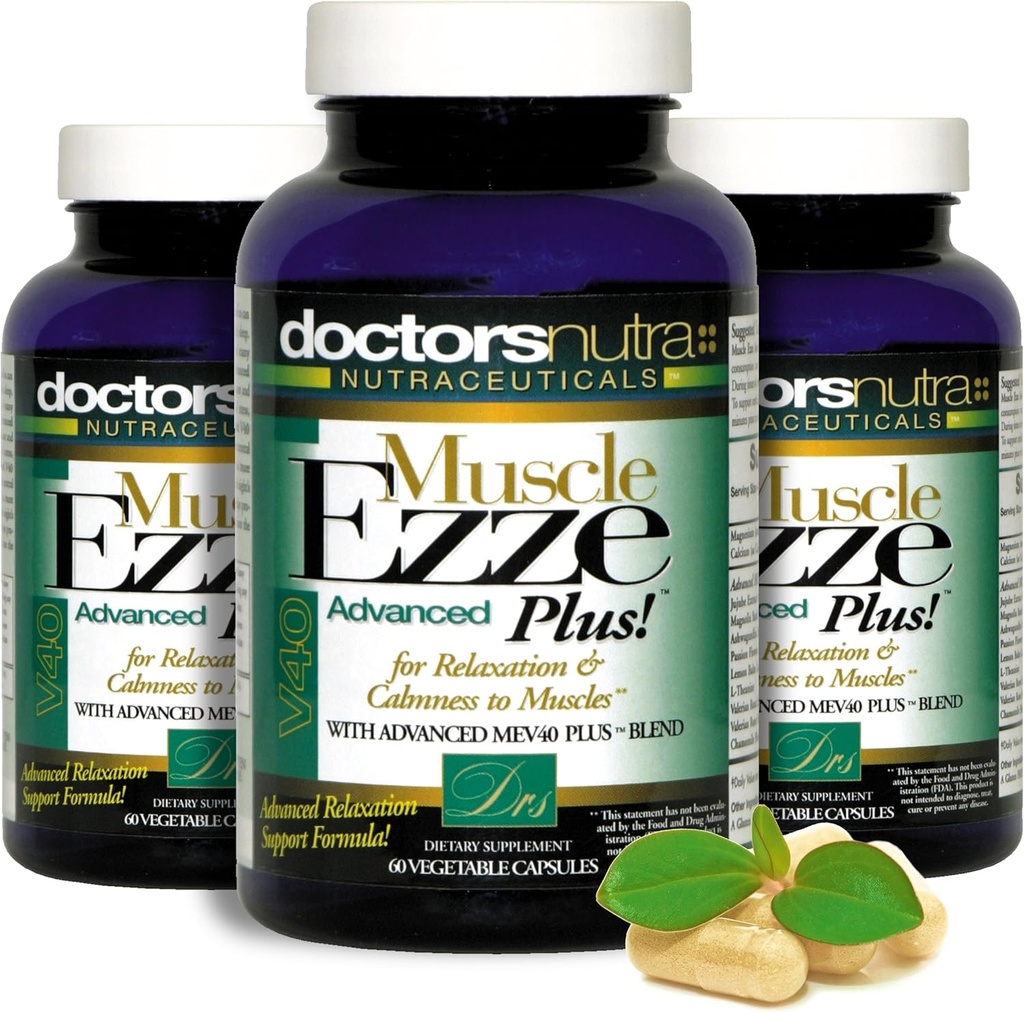 Balenie 3 Natural Relaxant Muscle Ezze Plus Advanced Day-Time Night-Time 24-7 Maximálna sila Kapsule.