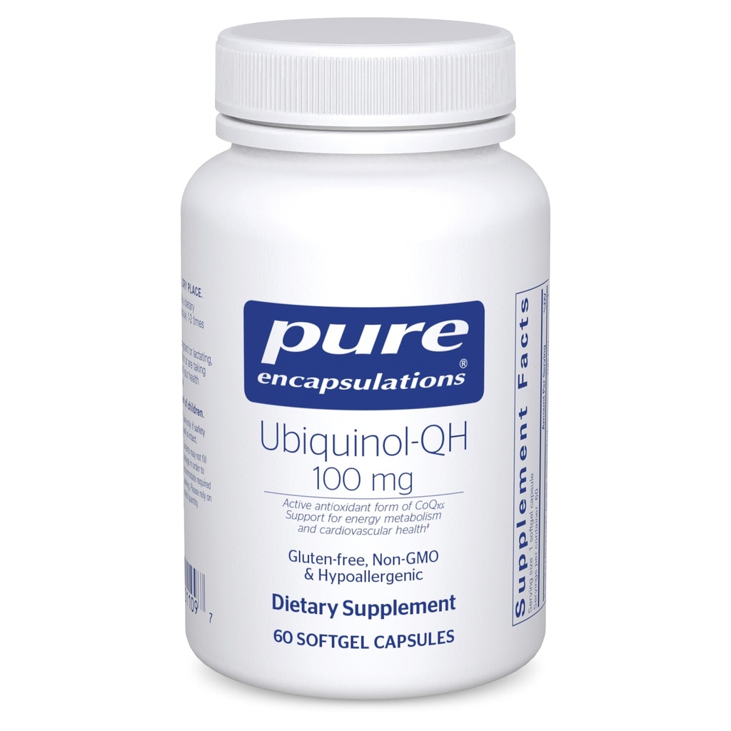 Pure Encapsulations Ubichinol- QH - 100 mg CoQ10 - Podporuje energetický metabolizmus a zdravie srdca* - Koenzým Antioxidanty Supplement - Non- GMO - 60 Softgel kapsuly