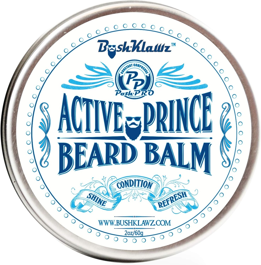 BushKlawz Beard Balm Leave-in Conditioner, 2 oz - Active Prince Scent - Najlepšie kondicionér pre pánske medvedík a gifting