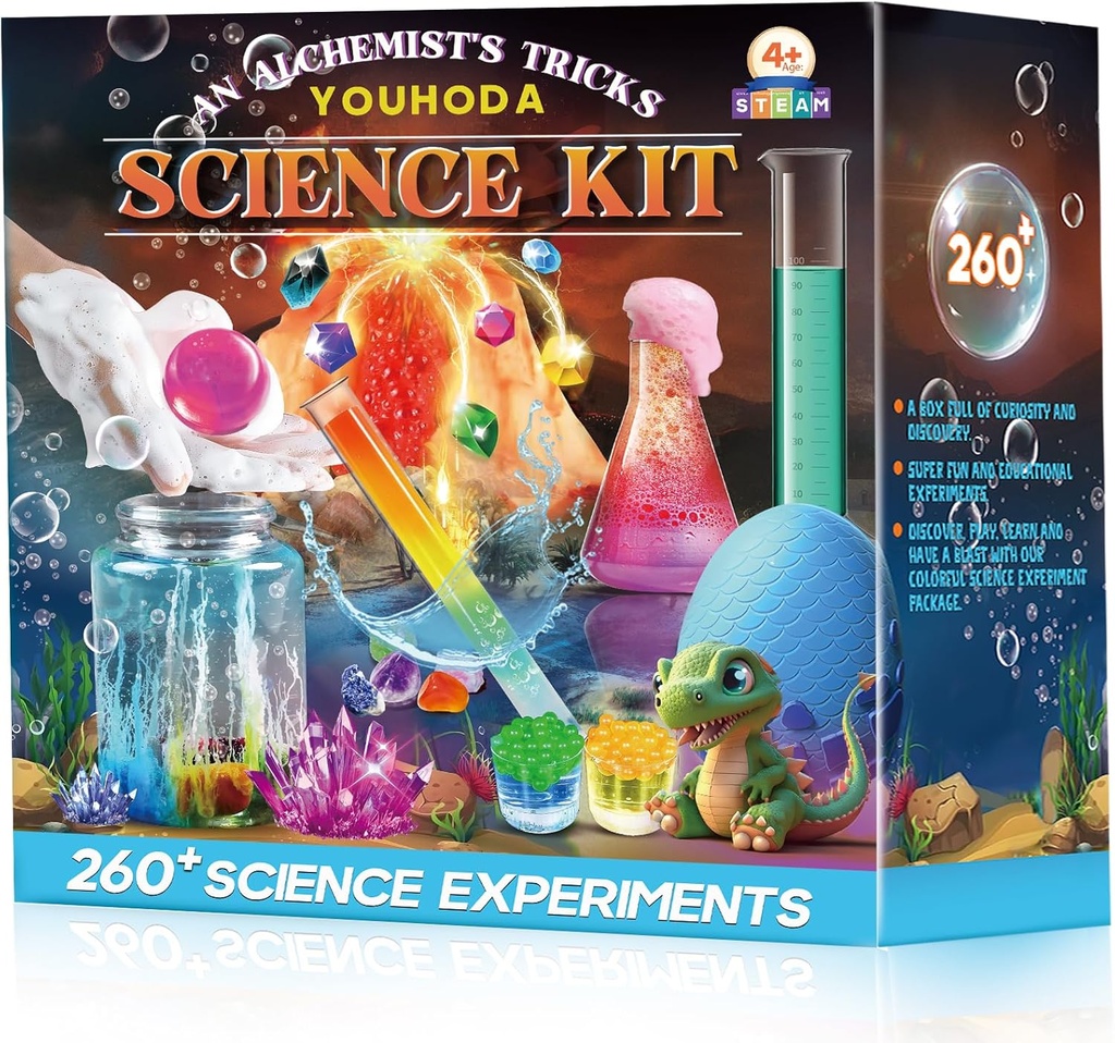 260+ Vedecké experimenty - Viac ako 120 ks Vedecké súpravy pre deti vek 5-7-9-12, Chlapci Dievčatá Pre School Chemistry Set & STEM Learning Education Hračky, Narodeniny Darčeky Vianočné Pančuchové Stuffers pre deti