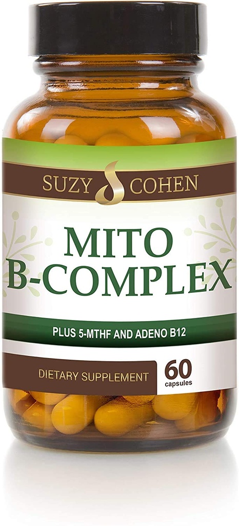 Suzy Cohen, Mito B Complex Dietary Supplement, 5-MTHF, Adeno B12, Metylácia podpora, podporuje zdravý nervový systém, Boost Energy, Vitamín B, 60 Serviv