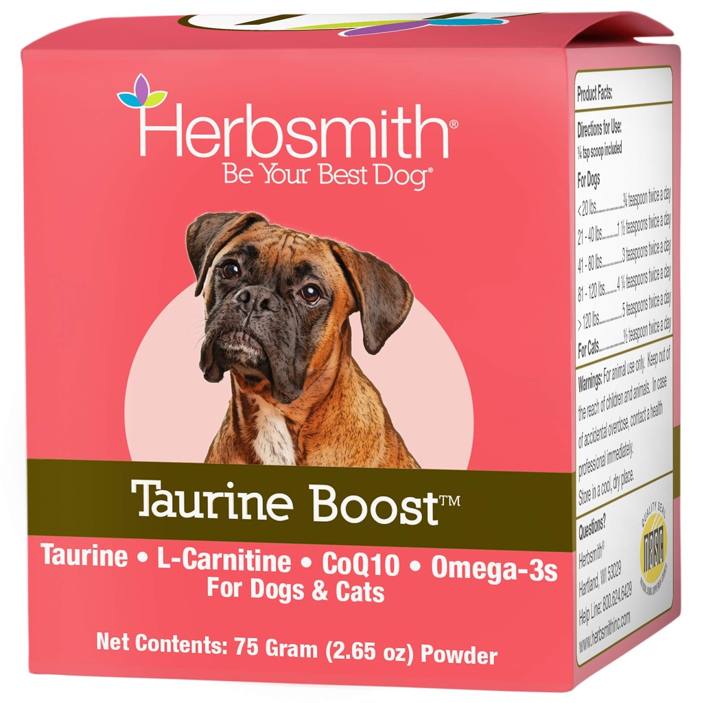 Herbsmith Taurine Boost - Podpora srdca a srdca pre psy a mačky - Taurine doplnok pre zdravie psa a Cat Heart 